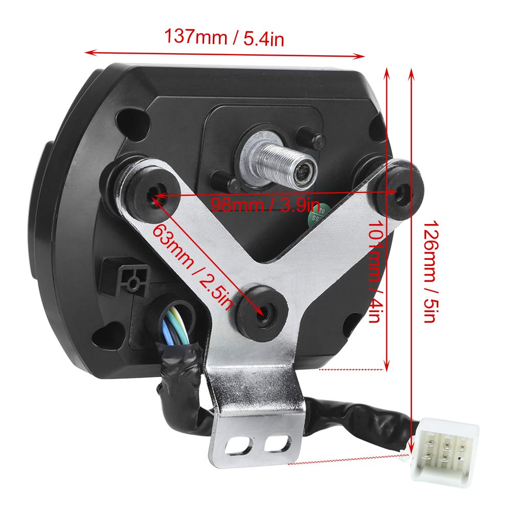 Motorcycle Speedometer, Universal DC Digital Speedometer Odometer Tachometer, 0-11000 R/Min 0-199KM/H7 Color Light Bike Speedometer