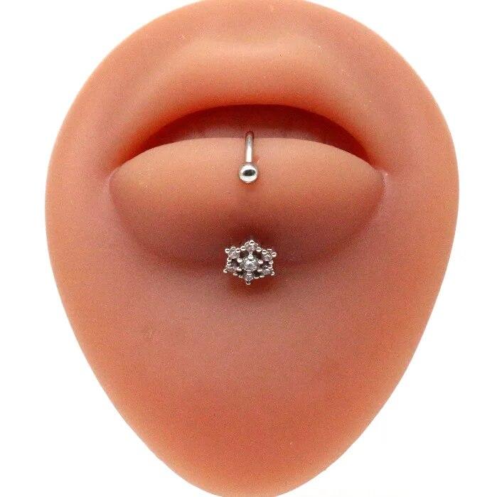 Anello per labbra per occhi alla moda, piercing per labbra in acciaio inossidabile, anelli per labret, piercing per setto per unghie a forma di cuore, farfalla, luna, loto