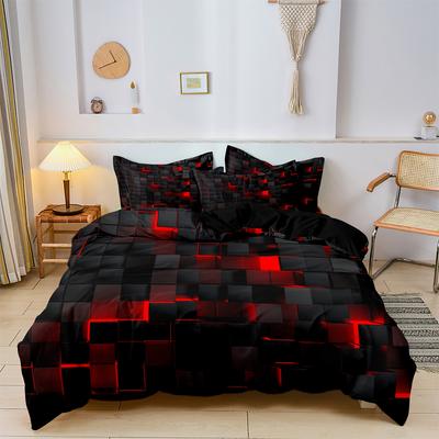 3pcs Geometric Cube Design Duvet Cover Set Digital Print Home Decor Gift For Family And Friends 1 Duvet Cover + 2 Pillowcases