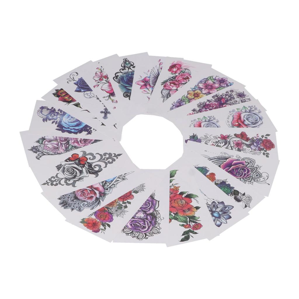 20pcs Temporary Tattoos Stickers Waterproof Long Lasting Flower Fake Tattoo for Women