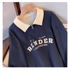 Damen Polokragen Halbreißverschluss Sweatshirt Buchstabendruck Locker Lässig Crop Top
