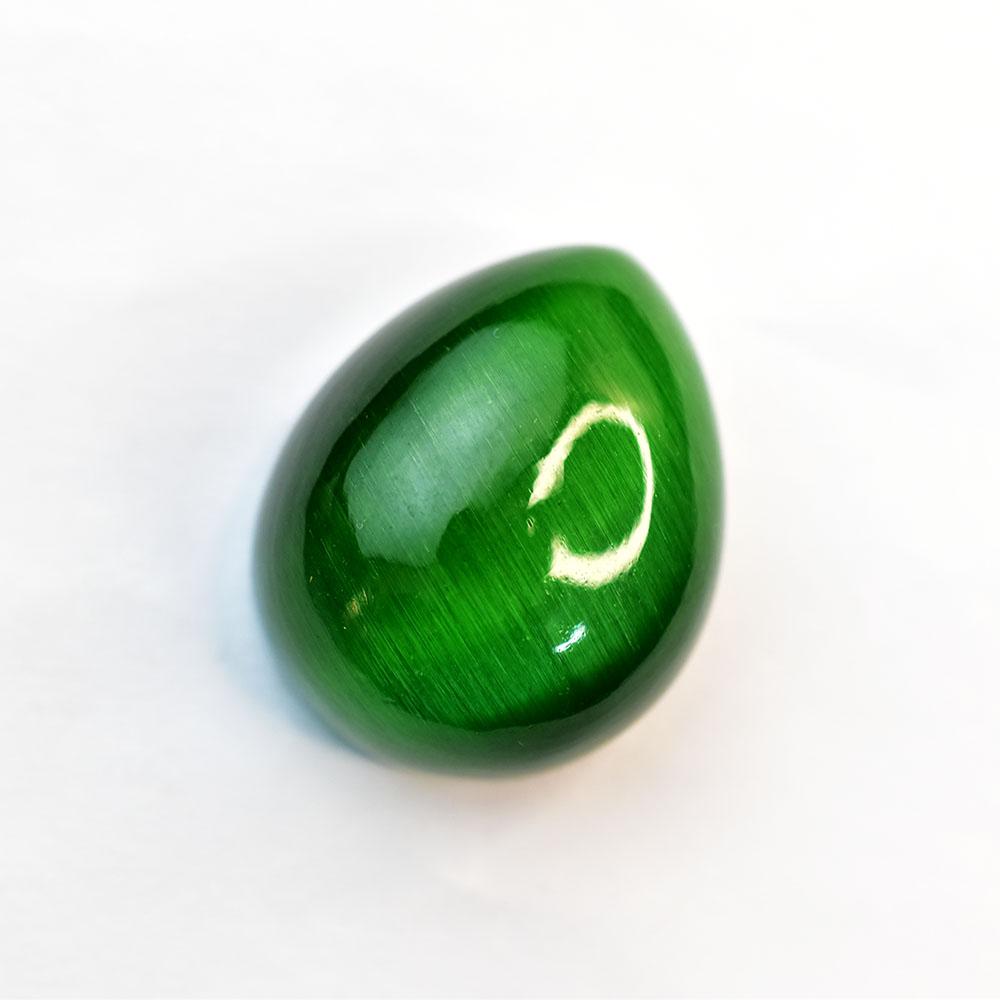 95.15 ct Pear Cabochon Shape Green Cat'S Eye Natural Loose Gemstone for Jewelry Making and Crafts