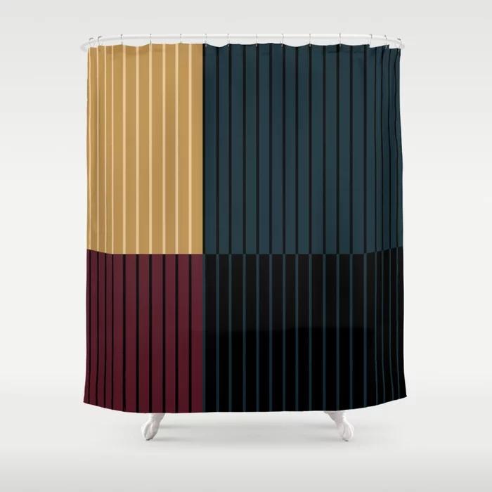 Simple Colorful Line Pattern Bathroom Curtain, Home Decoration, Waterproof Bathtub, Creative Personality Shower Curtain