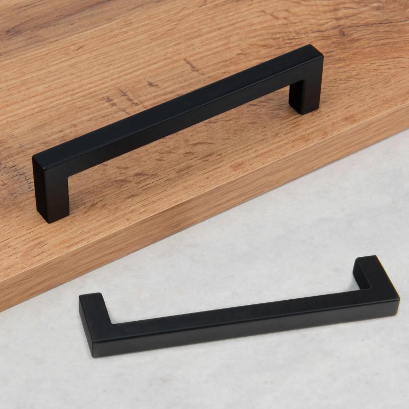 10 Unidades Puxadores de Móveis Buracos Quadrados Pretos 128mm/160mm Puxadores Modernos para Gavetas de Armário