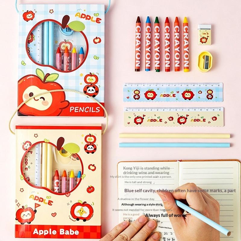 11Pcs Cartoon Stationery Set With Pencils Ruler Eraser Sharpener Perfect For Kids Back To School Gifts Daily Classroom Use