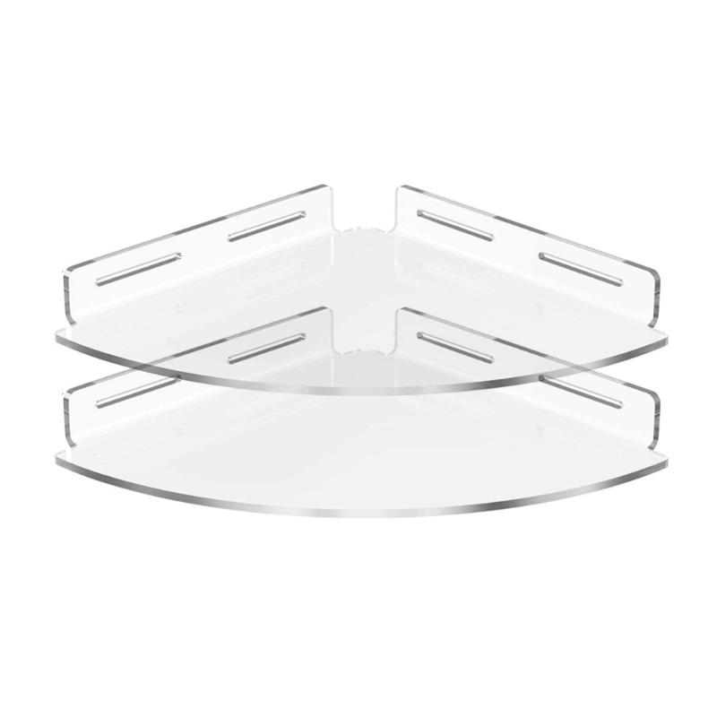 

Practical Adhesive Shower Shelves Set of 2 Bathroom Floating Shelf Acrylic Bathroom Organizers for Tile Walls 1
