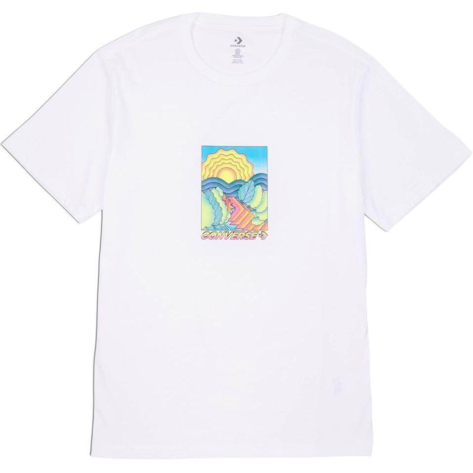 Converse T Shirts Men s White Crew Neck Moderate 10024590-A03 XL