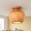 Newest 21x21cm Bamboo Ceiling Lights Rattan Wicker Lustre Hand Knit Braiding Suspended Home Dining Braided Wooden Decoration HOT