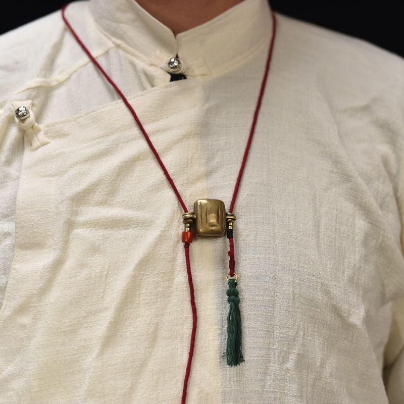 Men's Tibetan Ethnic Style Pure Copper Gau Box Necklace Pendant