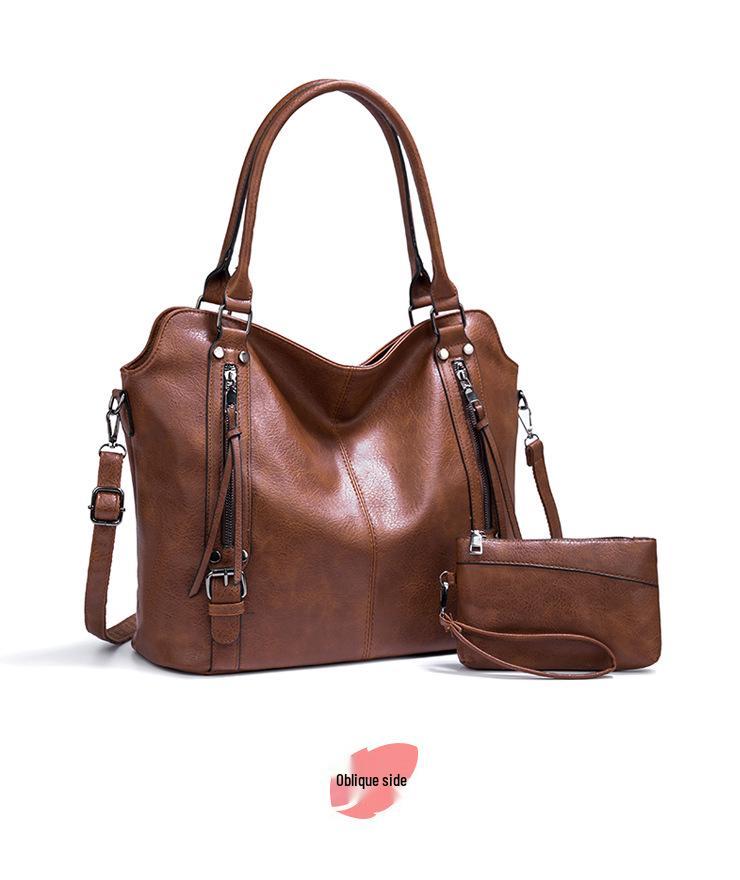 Women's Large Soft Leather Handbag: European & American Style Tote, Single Shoulder & Crossbody Bag, 2025 Collection