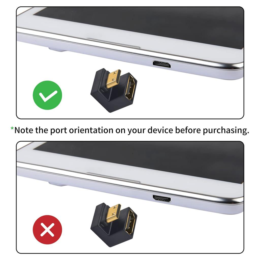 Duttek 8K Mini HDMI Male To HDMI Female 180 Degree 48Gbps with LED Light for 1 Pack U-Shaped Adapter, Adapter, Camera, Projector,