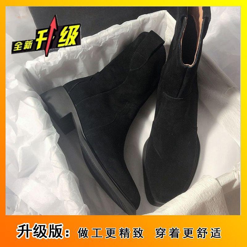 Frosted western cowboy boots medium boots 2025 autumn and winter new French Maillard retro brown low-heeled short boots women