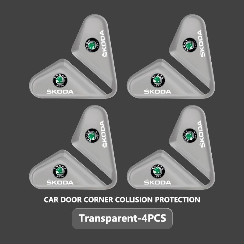 cqmes7 Silicone Car Logo Door Corner Cover Bumper Crash Scratch Protector Accessories For Skoda Kodiaq Fabia Kamiq Karoq Octavia 2 3