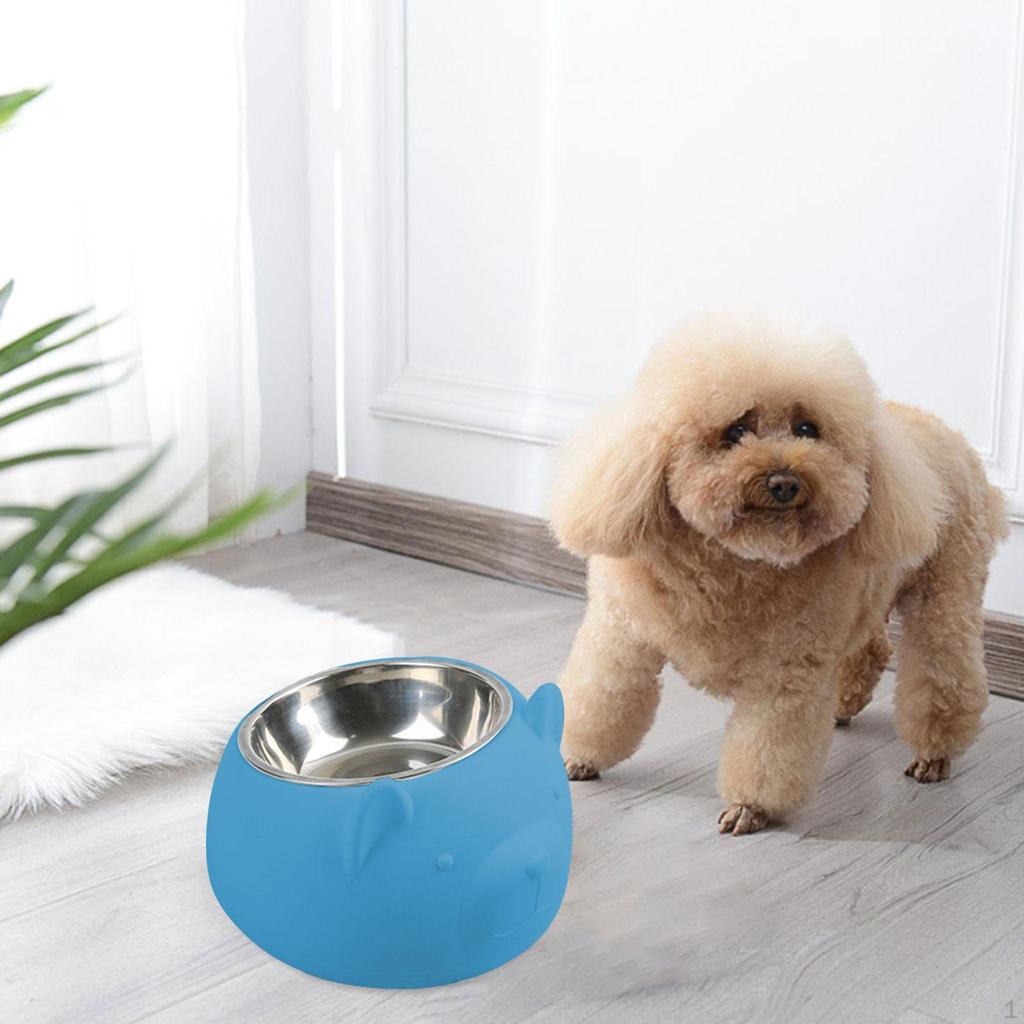 15° Tilted Dog Bowl Slanted Lightweight Cartoon Sturdy Pet Supplies Easy To Food Stainless