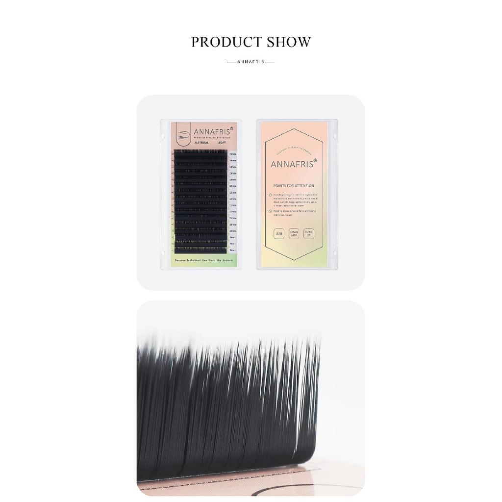 ANNAFRIS Premium L/L+/LC/LD/LU(M) Curl Matte Black Individual Eyelashes Extension Natural Soft Faux Lashes For Makeup Maquiagem