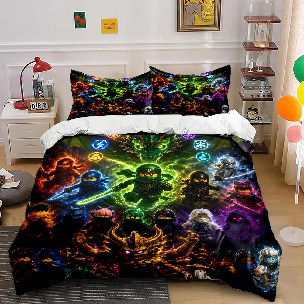 Multiple Sizes Cartoon Ninja Game Printed Bedding Set 1 Duvet Cover 2 Pillowcases Boys Girls Children Luxury Gifts