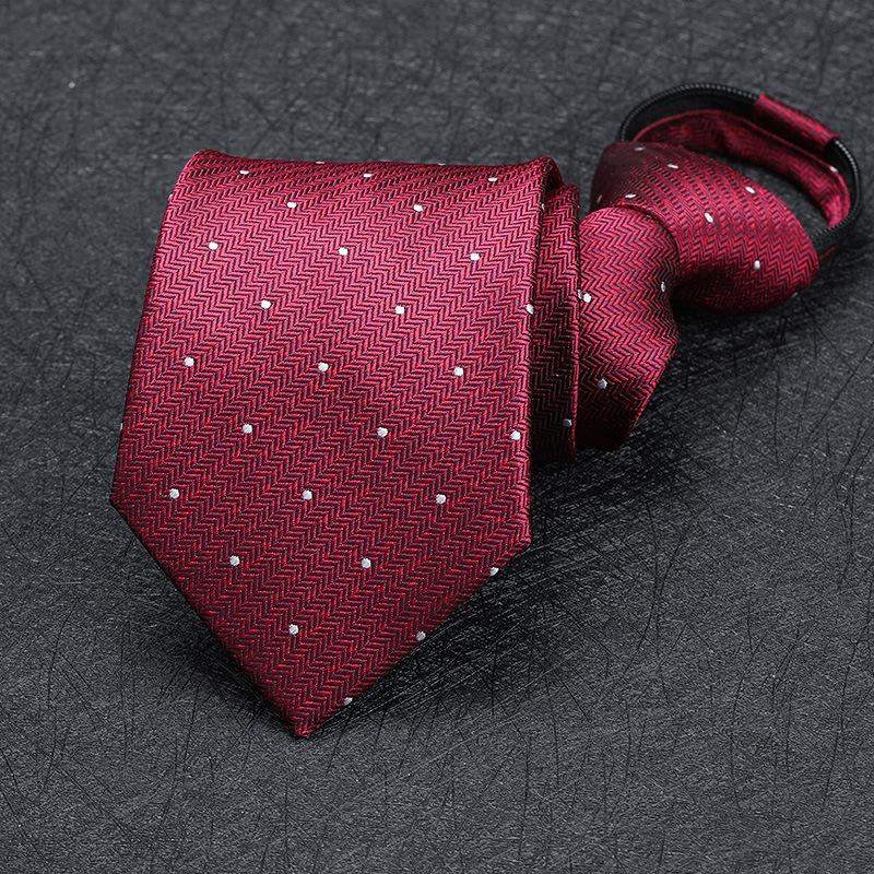 Men'S Zipper Free Dress Tie Business Red Black Professional Wedding Groom Korean Version Of A Pull Tie