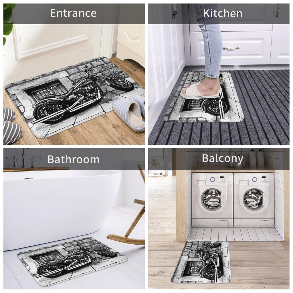 Vintage Street Motorcycle Decor Doormat Non-Slip Entrance Kitchen Bath Floor Door Mat  Garden Carpet Rug