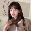 Solid Color Knit Triangular Scarve Cold Resistant Knitted Cross Scarf False Collar Female