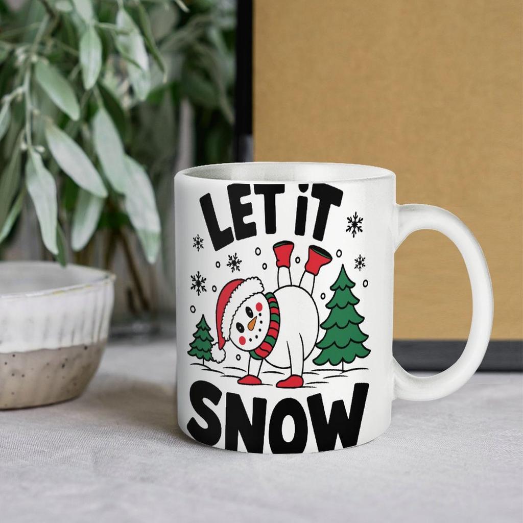 1pc 11oz Blank Ceramic Mug, Double-sided Printed Drink Cup, Solid Ceramic Body, Smooth Interior, Clean White Style for Modern Home Living
