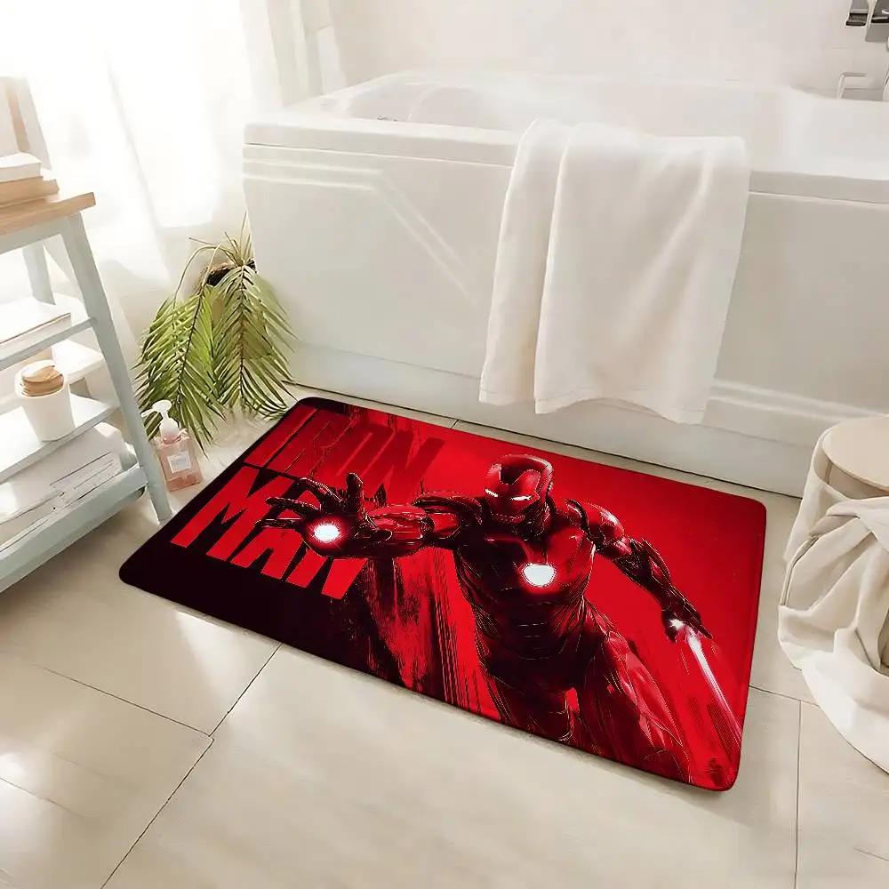 Cool I-Iron Man Classic Carpet Bathroom Anti-slip Mat Door Mat Home Decoration Mat Entrance Door Mat Scratch-resistant Door Mat