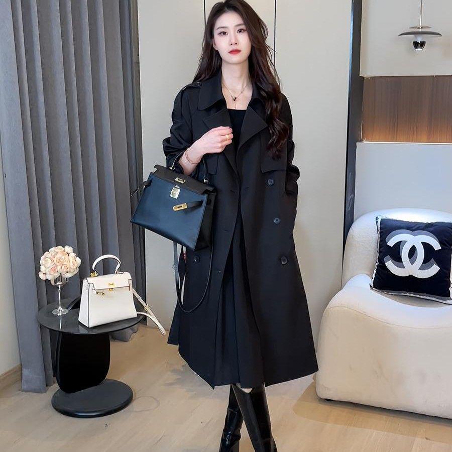 Loose-Fit Double-Breasted Petite Trench Coat - Mid-Length, Versatile, Slimming, Autumn Fashion