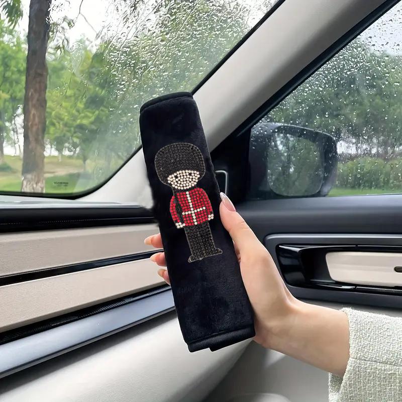2pcs Car Seat Belt Shoulder Cover Cartoon Big Head Soldier Car Seat Belt Protective Cover Car Interior Supplies