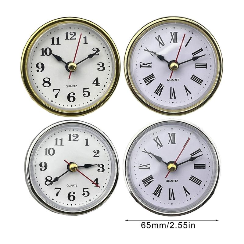 Round 65mm Round Clock Insert with White Face and Gold/Silver Trim for Home and Office Use