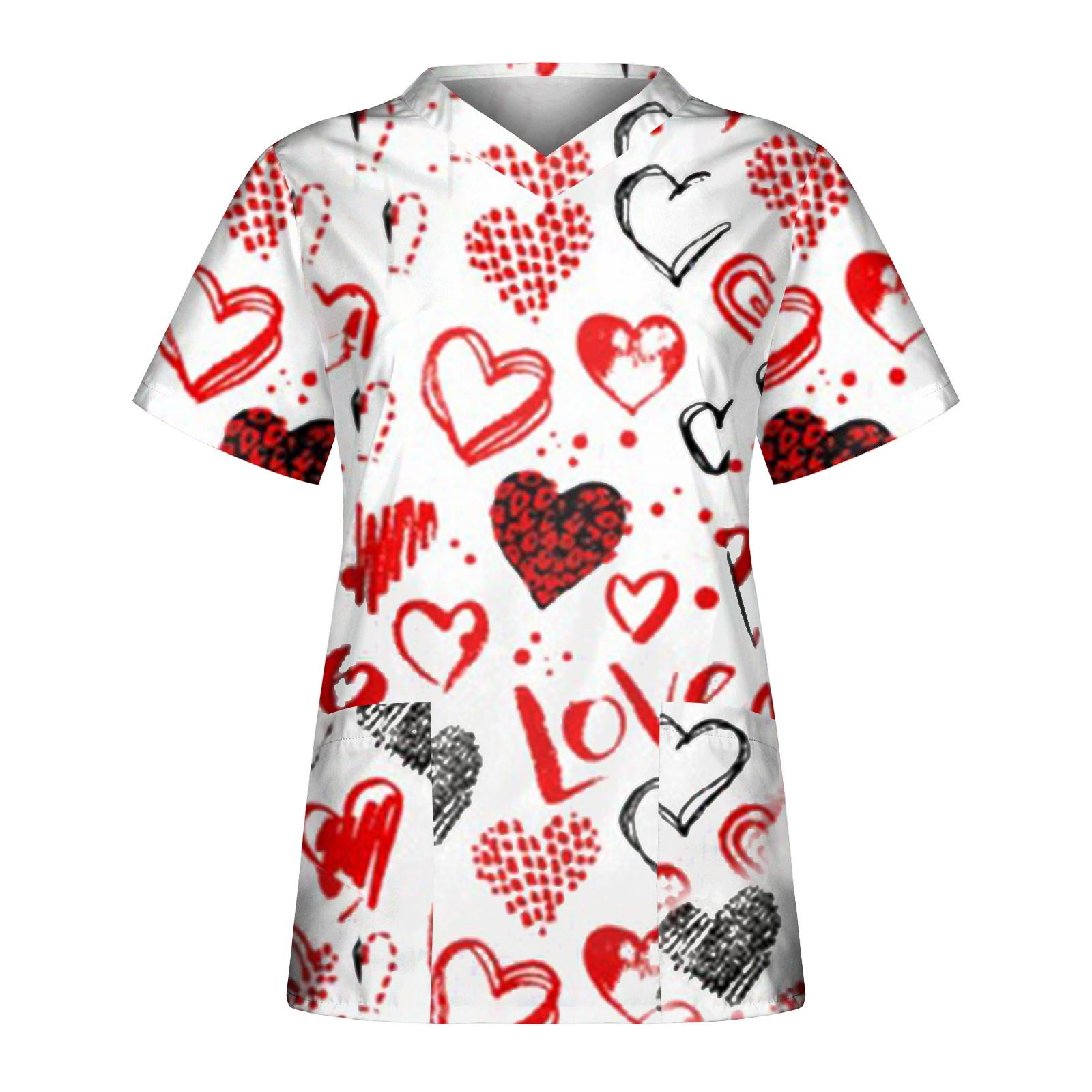 

Женский топ с коротким рукавом и v-образным вырезом, рабочая изоляционная одежда, униформа, топ ко Дню святого Валентина XL белый