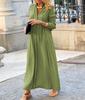Women's Long Sleeve Maxi Dress in Solid Colors - Olive Green, Black, Wine Red, Gray, Blue, Green
