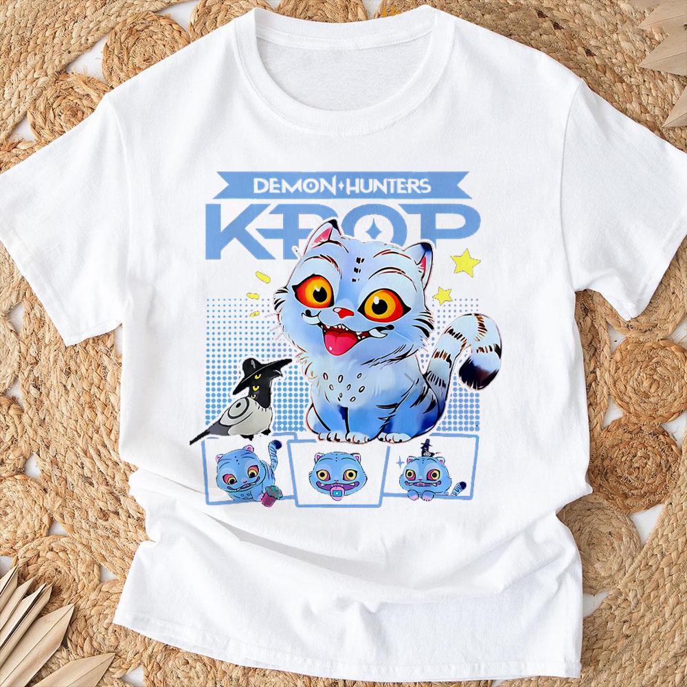 Kpop Demon Hunter HD Tiger Print T-Shirt - 100% Cotton Breathable Summer Tee for Men & Women  Soft Round Neck Casual Top
