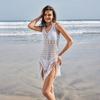 Beach Skirt Women Solid Color Sexy Knitted Beach Bikini Swimsuit Hoodie Dress