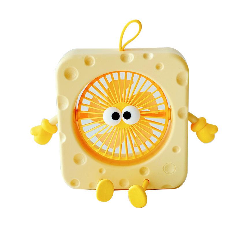 Compact USB Rechargeable Cheese-Shaped Desktop Fan with Three Speeds