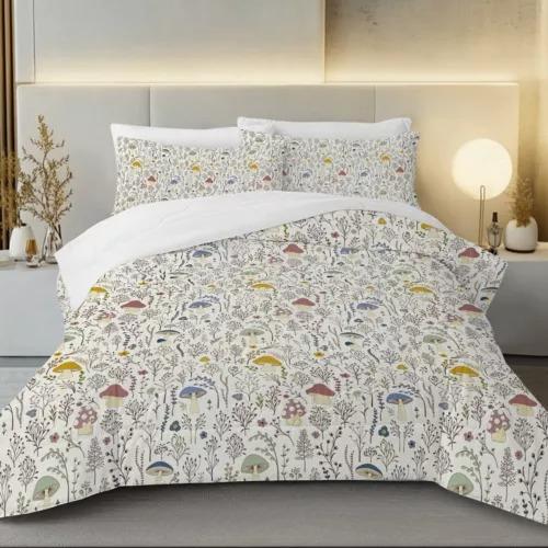 Psychedelic Mushrom Soft Duvet Cover Beding Set Decoration Gift Suitable for Children Young Boys Young Girls Plus Adult Peoples Soft Plus Breathable