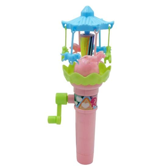 Interactive Glowing Carousel Toy Develop Hand Strength with Manual Joystick Rotates Lights Up Toy for Babies