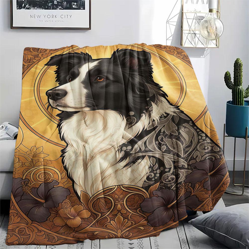 1 Stück Hundeblumen-Print Flanelldecke, Hohe Qualität, Bequem für alle Jahreszeiten, Heimdekoration, Wärme und Komfort, Perfekt für Weihnachtsgeschenke