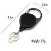 TUNUKE Reel Carabiner Extendable up to Compact and Lightweight Keychain, Style, Pin-on Reel, 70cm, (5 Black)
