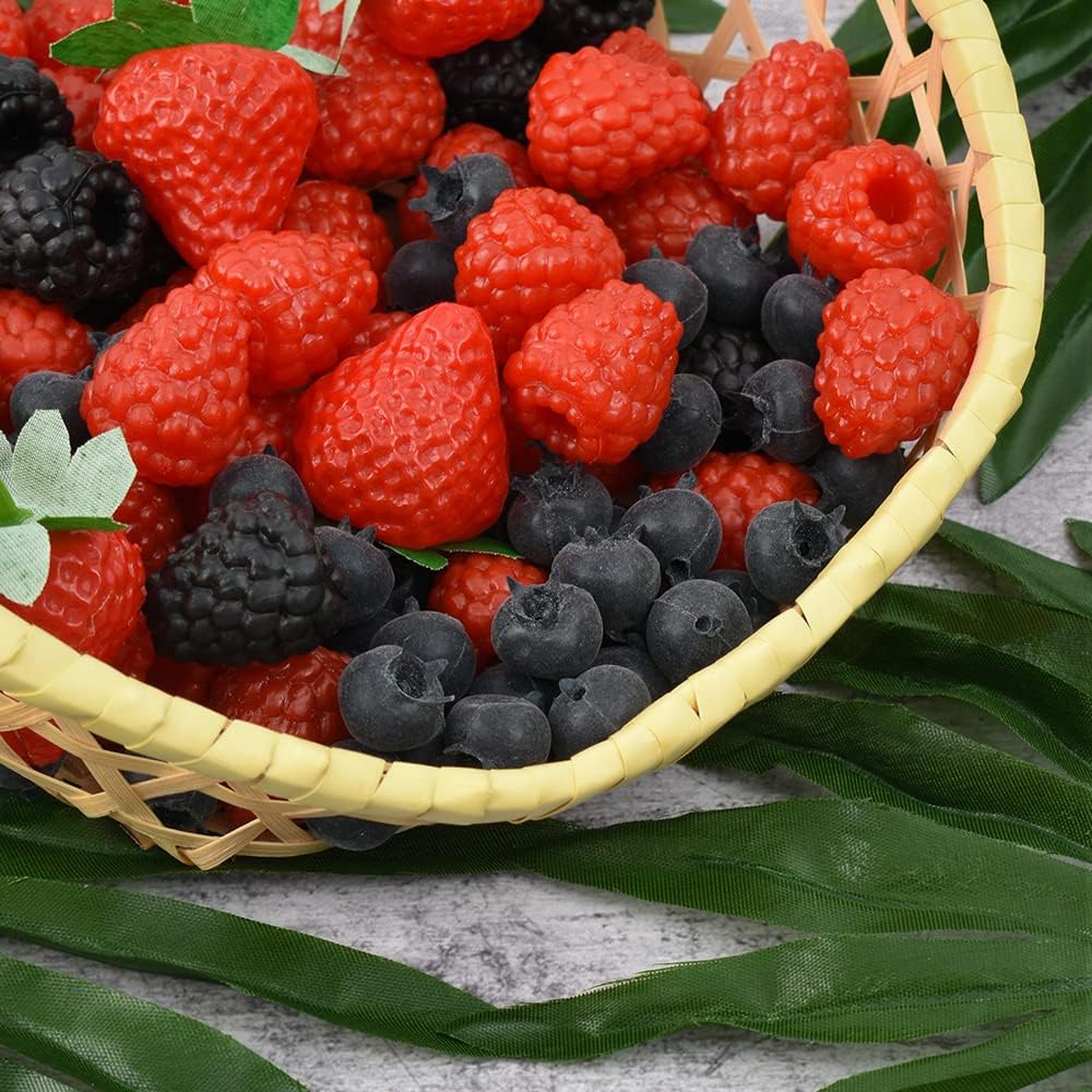 Artificial Blueberry, 50Pcs Fake Blueberry Lifelike Blueberries Simulation Blue Berries Fake Fruit for DIY Craft Home Kitchen Cabinet Food