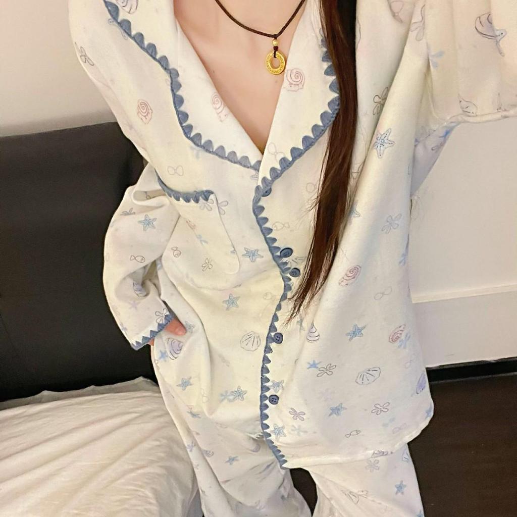 Women's Spring & Autumn Long Sleeve Pajama Set - High-End Style, Wearable Outside, Celebrity Fashion