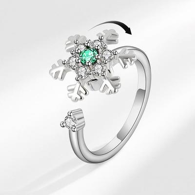 Japanischer & Koreanischer Drehbarer Schneeflockenring für Damen - Offenes Design, Nischen-Weihnachtsgeschenk