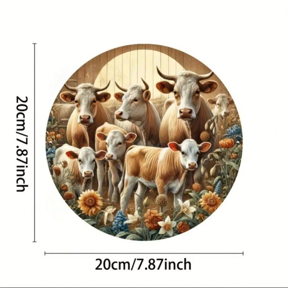 Iron Wall Art Farm Animal Metal Sign Home Decor Rustic Circular Art