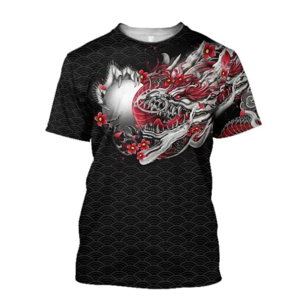 Japanese Harajuku Printing T Shirt For Men Fashion Samurai Mask Graphic T shirts Summer Leisure O-neck Pullover Oversized Tops