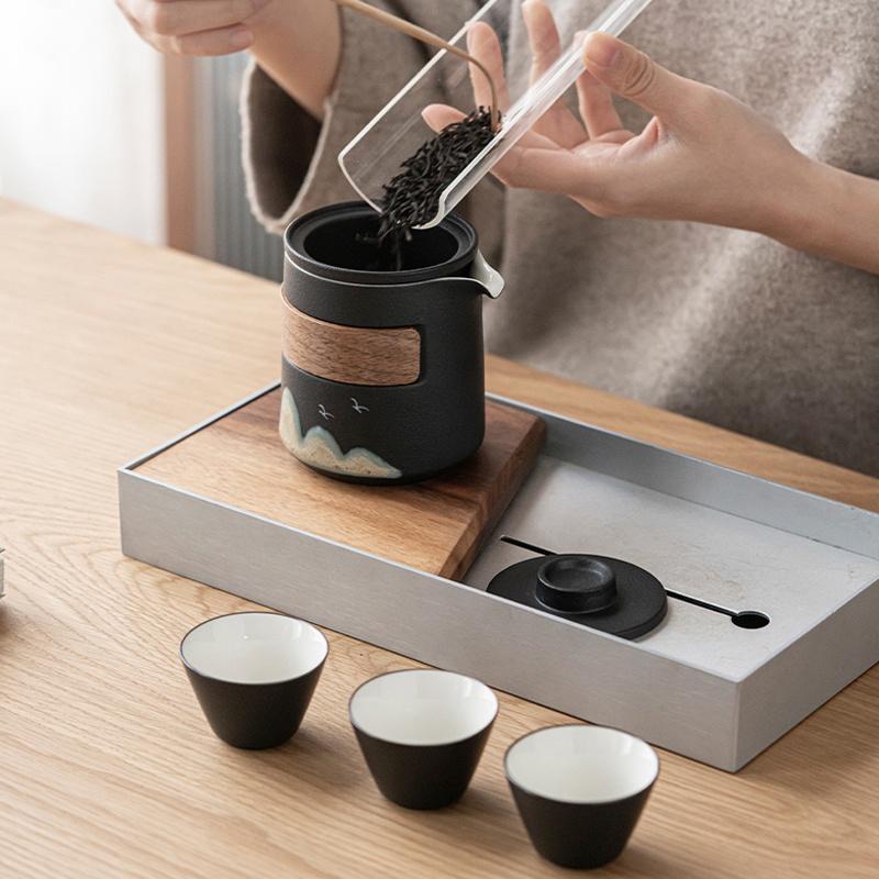 Quick Tea Cup Travel Portable Bag One Pot Three Cups Kung Fu Tea Set