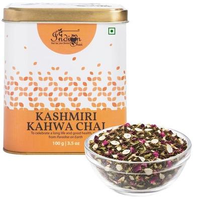 Der indische Chai – Kashmiri Kahwa Chai 100 g mit Darjeeling-Grüntee, Mandel, Kardamom, Nelke, unterstützt die Gewichtsabnahme