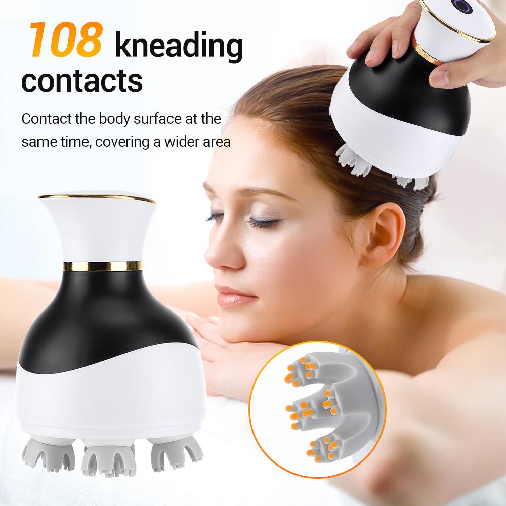 Electric Cordless Hair Scalp Massager with Kneading 3 Massage Modes Handheld Portable Head Scratcher Massager Stress Relax