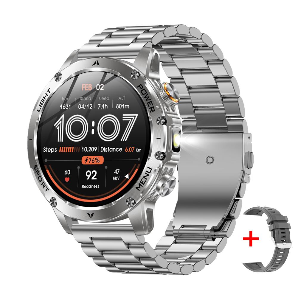 MEVADEN Neue 1,7-Zoll Herren Bluetooth Anruf Smartwatch Sport Fitness Tracker Herzfrequenzmesser LED Taschenlampe Smartwatch Für Android IOS 1000mAh AK87