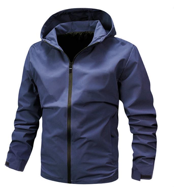 

Осенние мужские ветрозащитные куртки с капюшоном, ветровка, пальто для кемпинга, рыбалки, тактическая мужская дышащая повседневная куртка L темно-синий