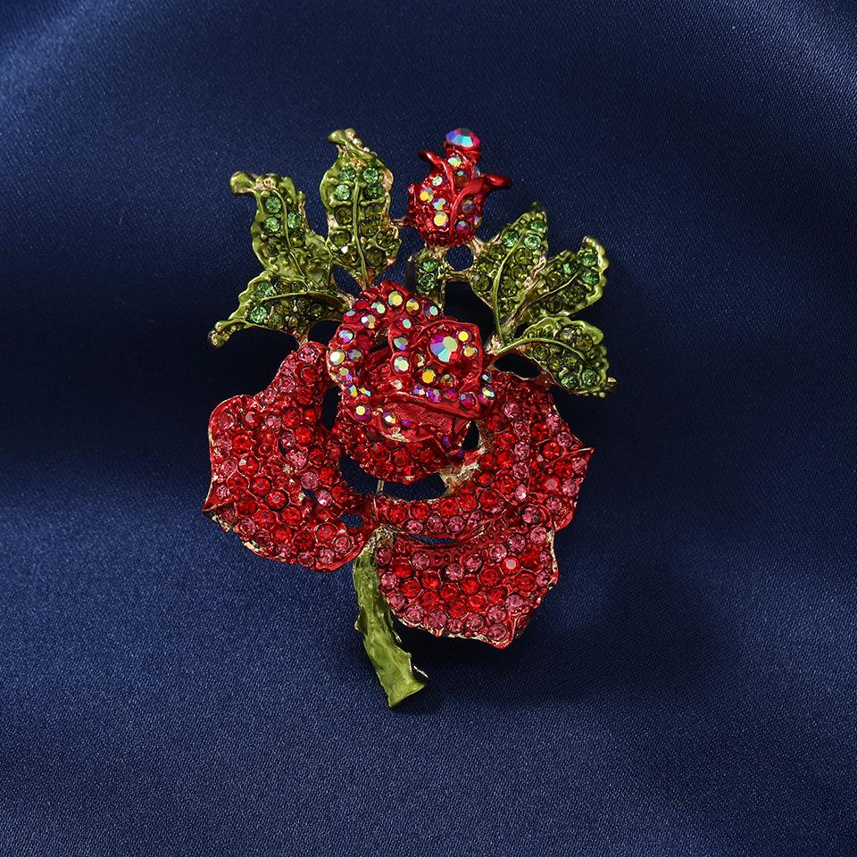 

Vintage Rhinestone Rose Brooch: Elegant Women s Fashion Accessory for Winter Coats