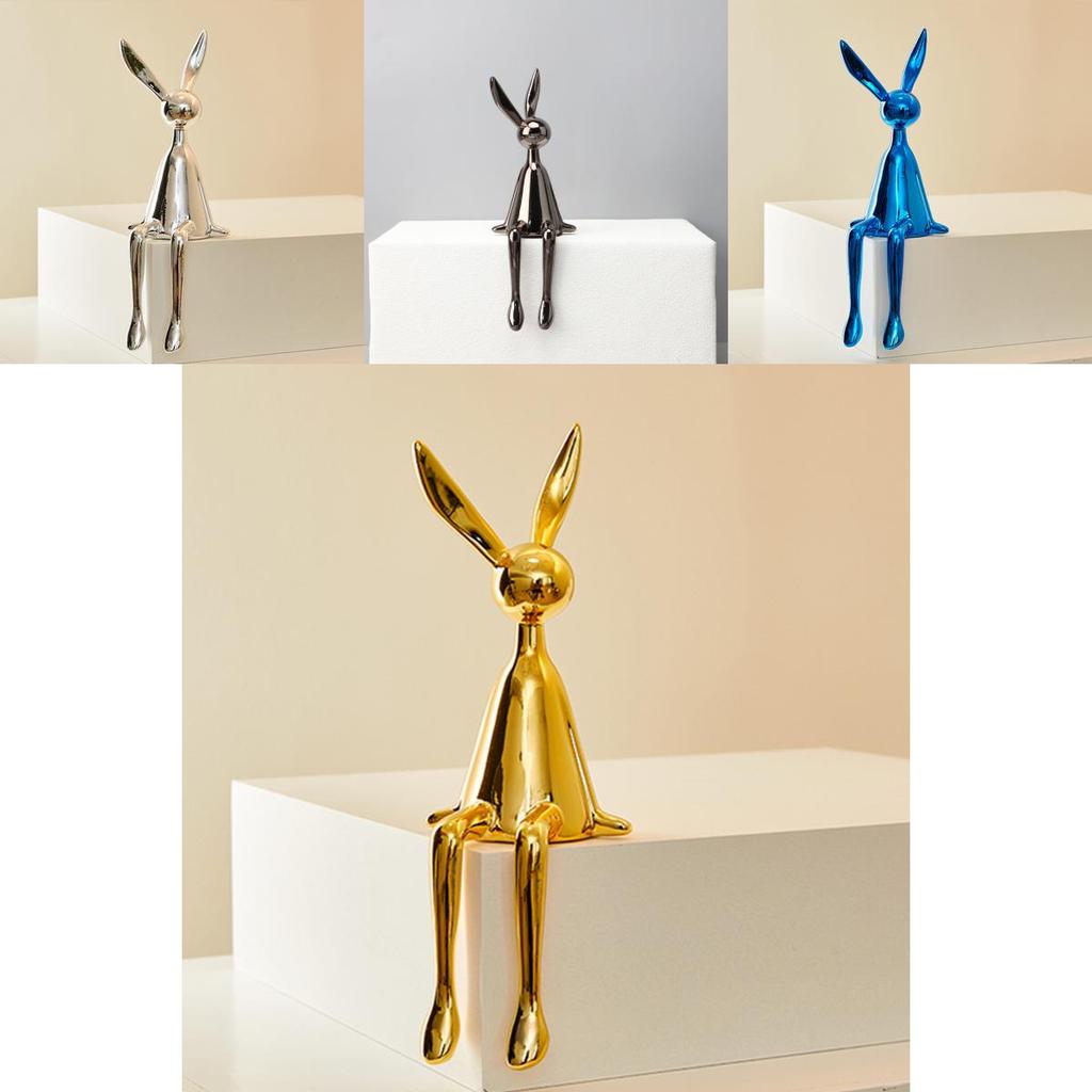 Moderne minimalistische galvanisierte Harz-Hasenstatue für Heimdekoration