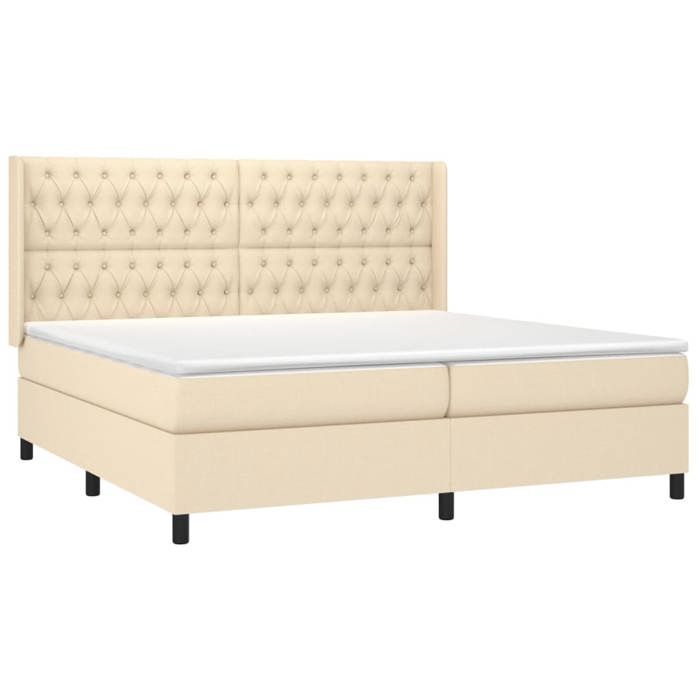 Maison Exclusive - Slatted Bed Base Mattress and LED Cream 200x200 Cm Fabric